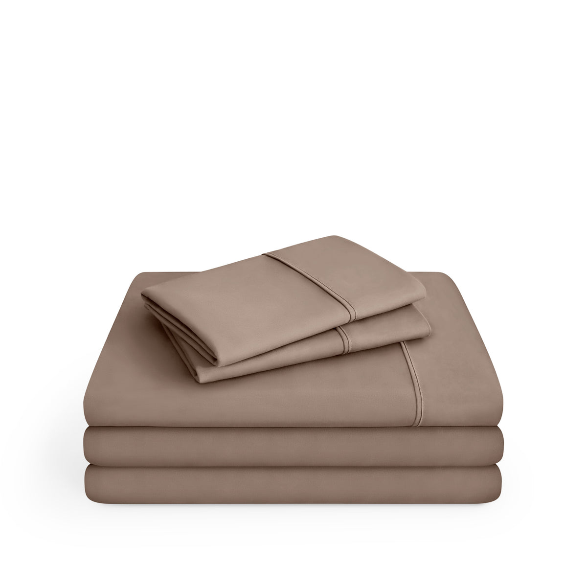 Microfiber sheet set folded and stacked