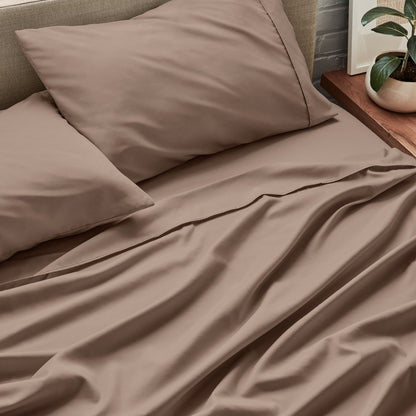 Close up of ultra-soft sheets on a bed
