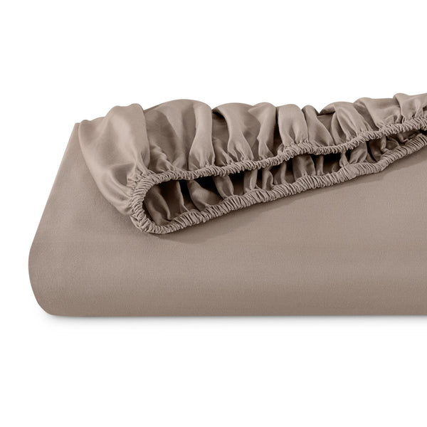 Organic sateen fitted sheet folded