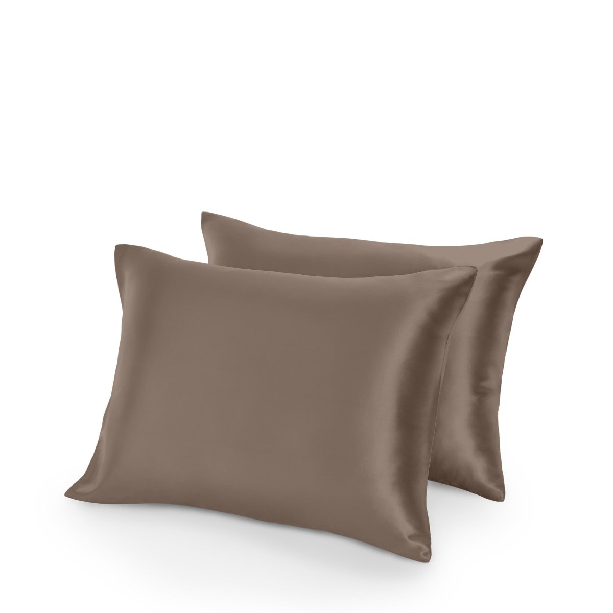 Two satin pillowcases on a white background