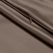Close-up of poly satin pillowcase with a zipper