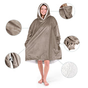 Close up of the features on a wearable blanket