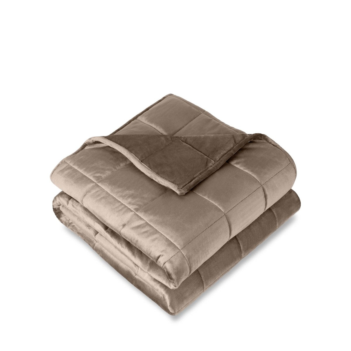 Weighted blanket folded on a white background