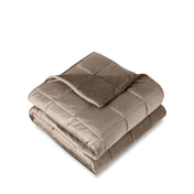 Weighted blanket folded on a white background