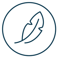 Icon of a feather in a circular outline