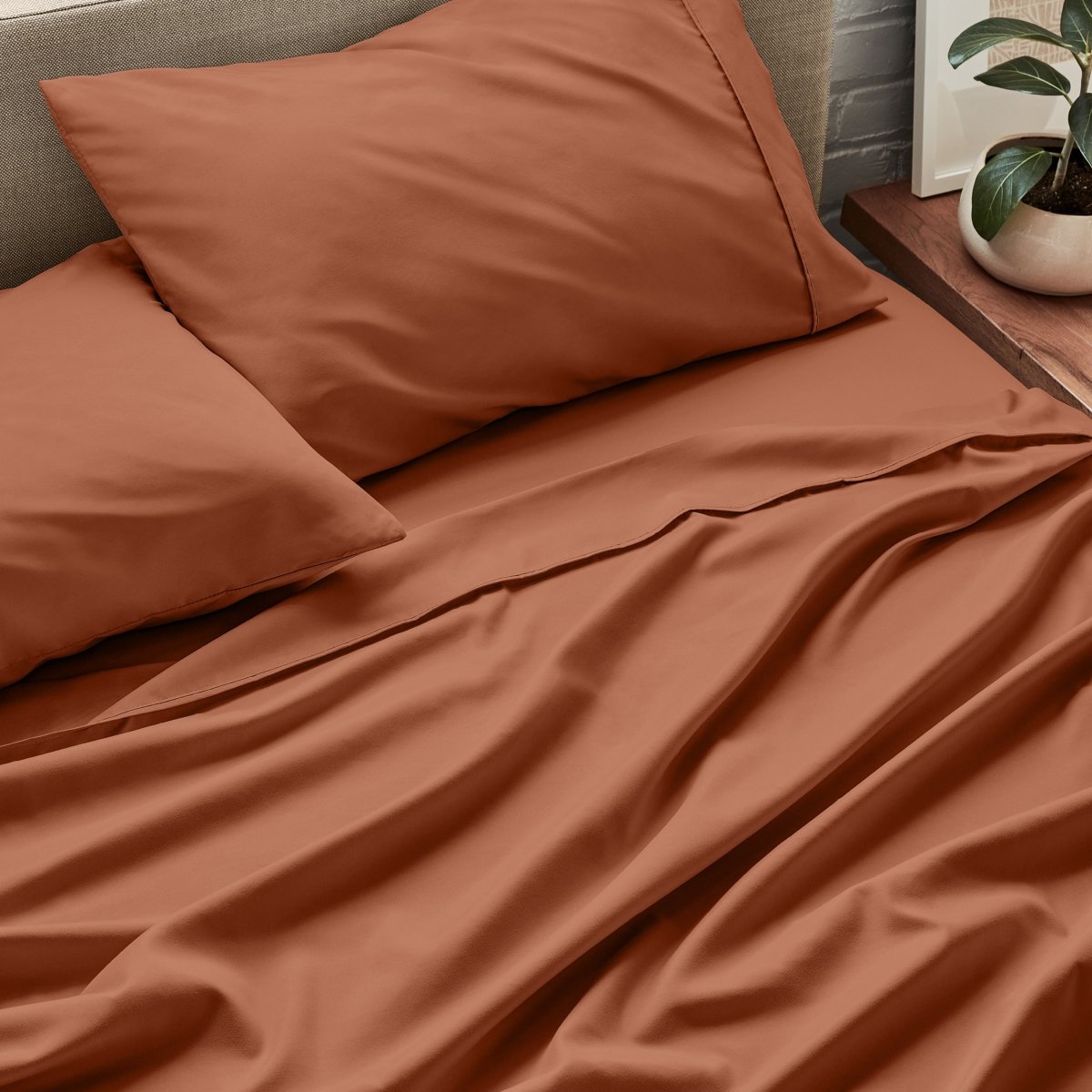 Close up of ultra-soft sheets on a bed