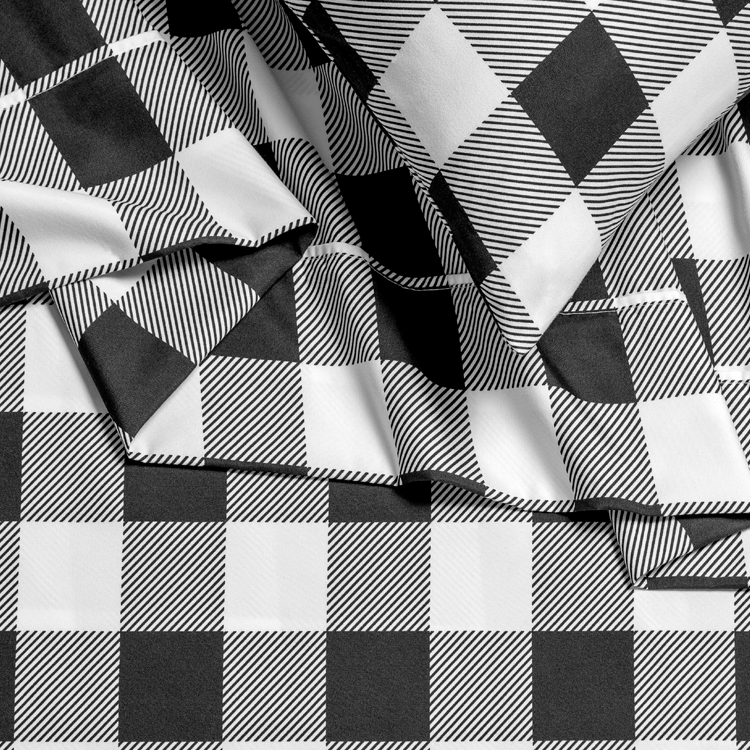 Black and white checkered fabric pattern