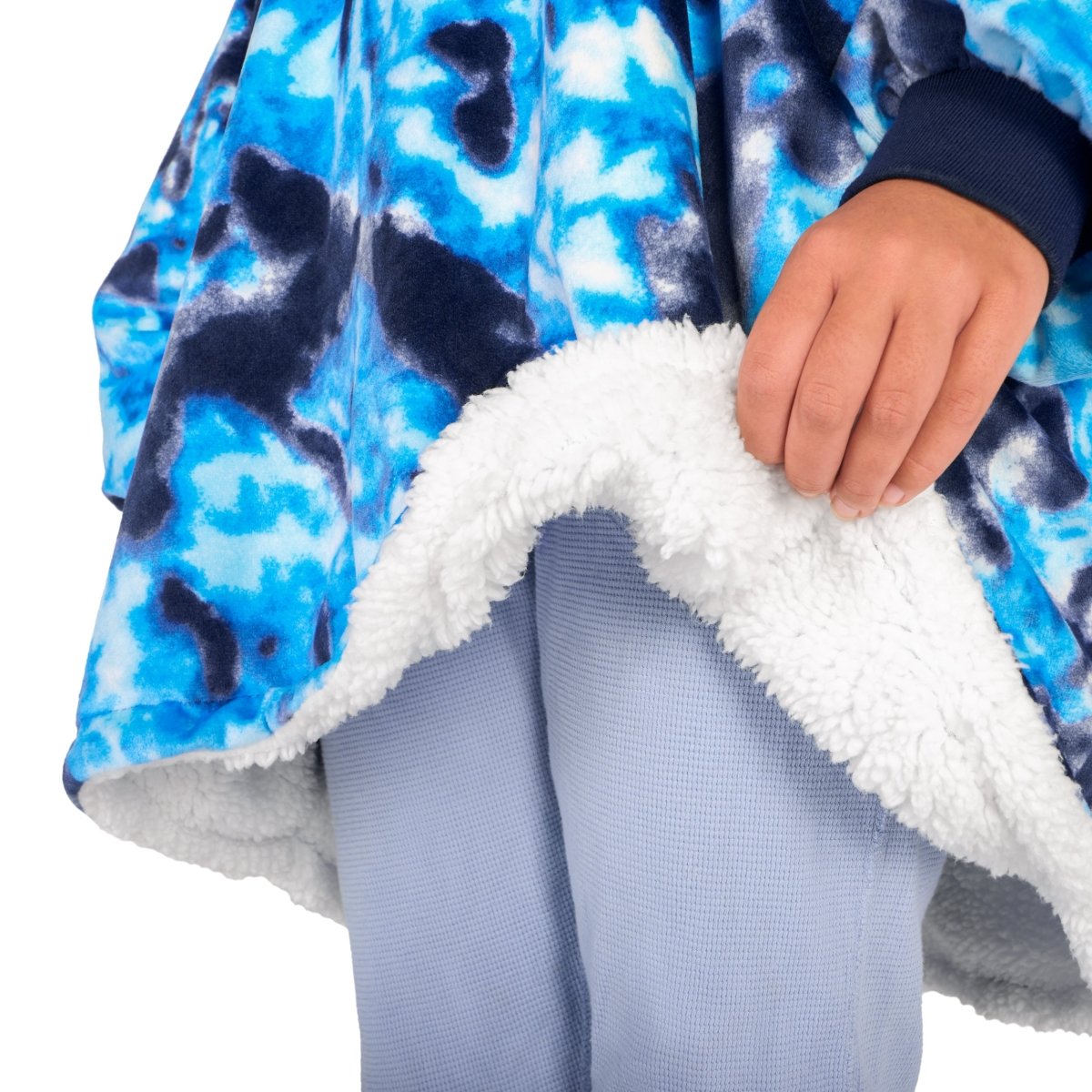 Child wearing a Bare Home wearable blanket