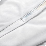 Close up of the zipper of the shaggy duvet cover