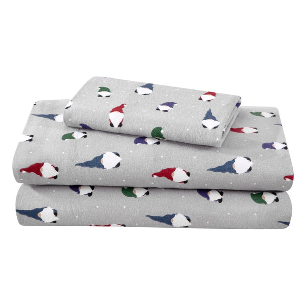 A neatly arranged set of flannel sheets