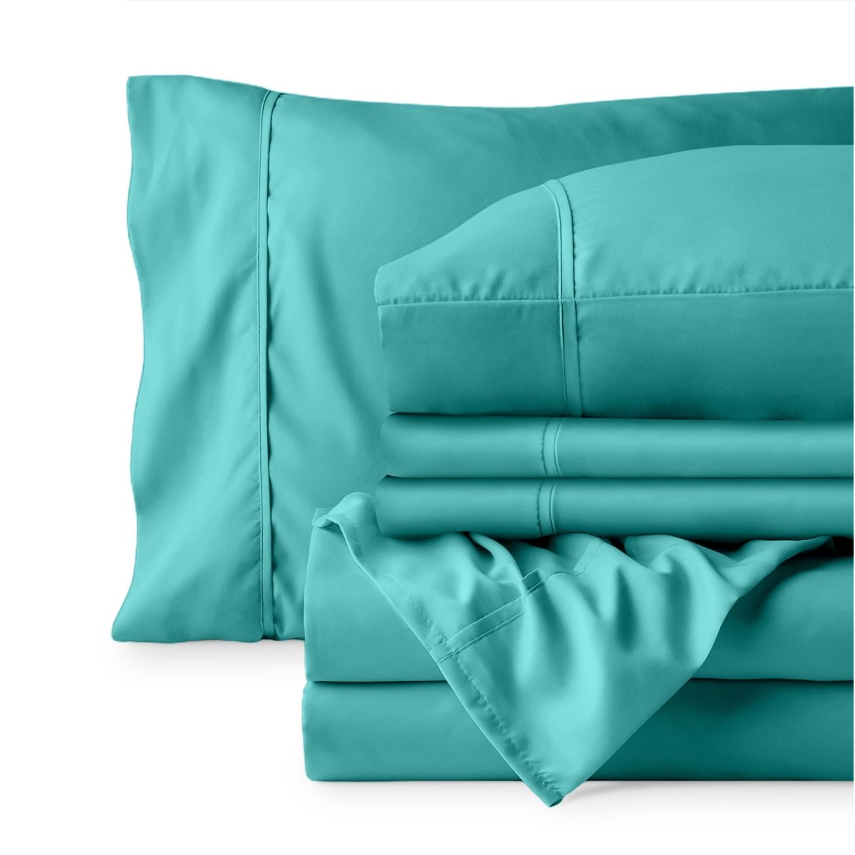 Sheet set folded on a white background