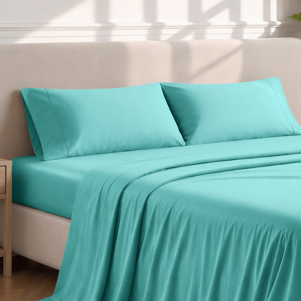 Matching sheets and pillowcases on a bed