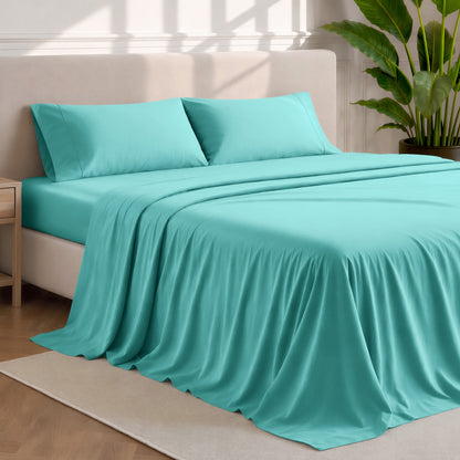 Microfiber sheets and pillowcases in a bedroom stetting