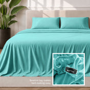 Sewn-in tag makes bed-making easy