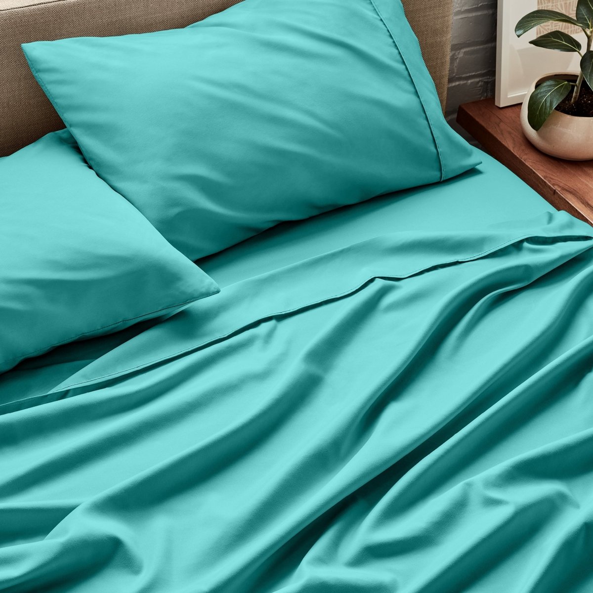 Close up of ultra-soft sheets on a bed