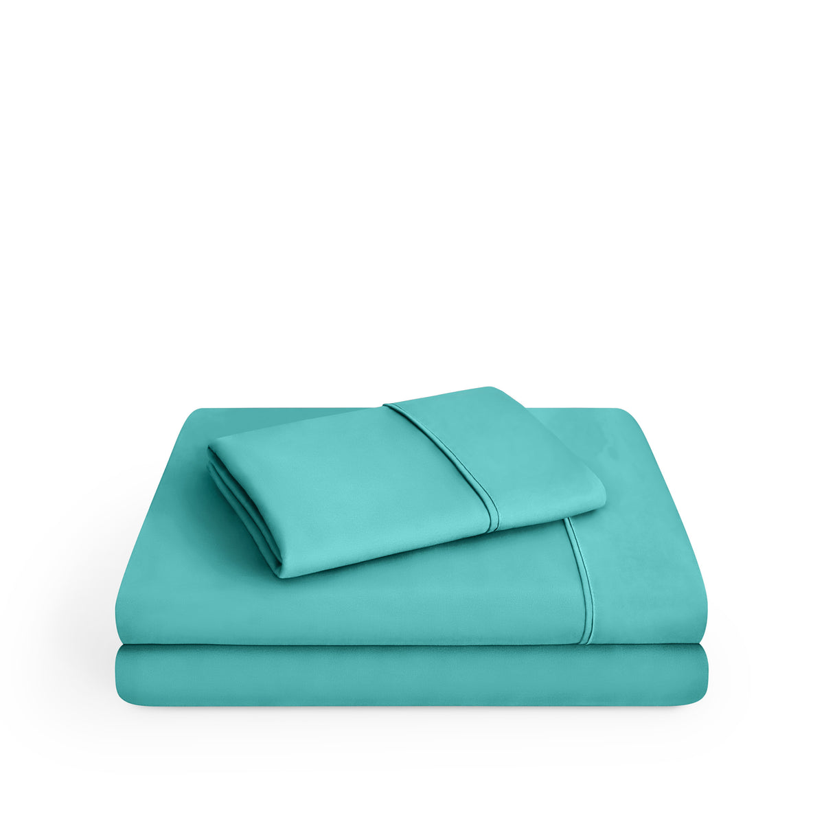 Microfiber sheet set folded and stacked