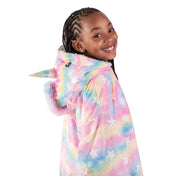 Child wearing a Bare Home wearable blanket