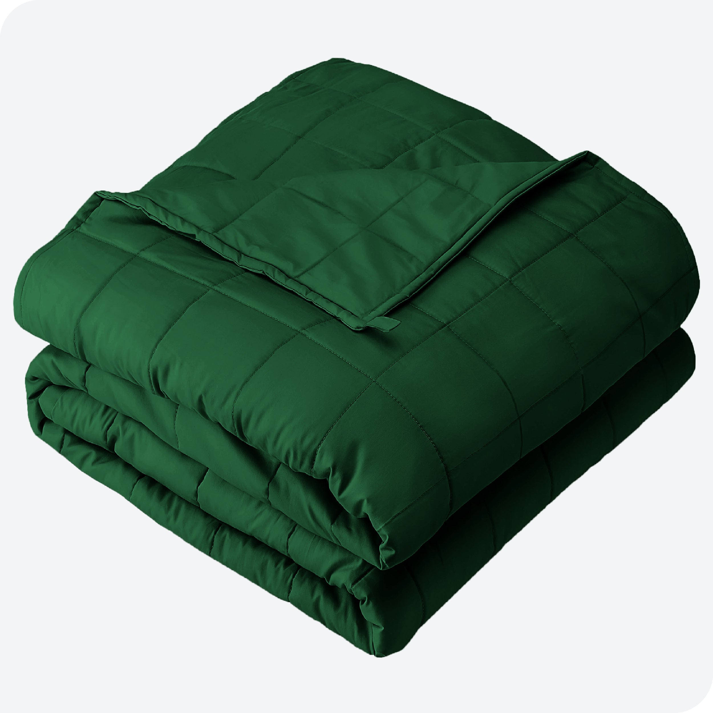 A folded cotton weighted blanket with a white background.