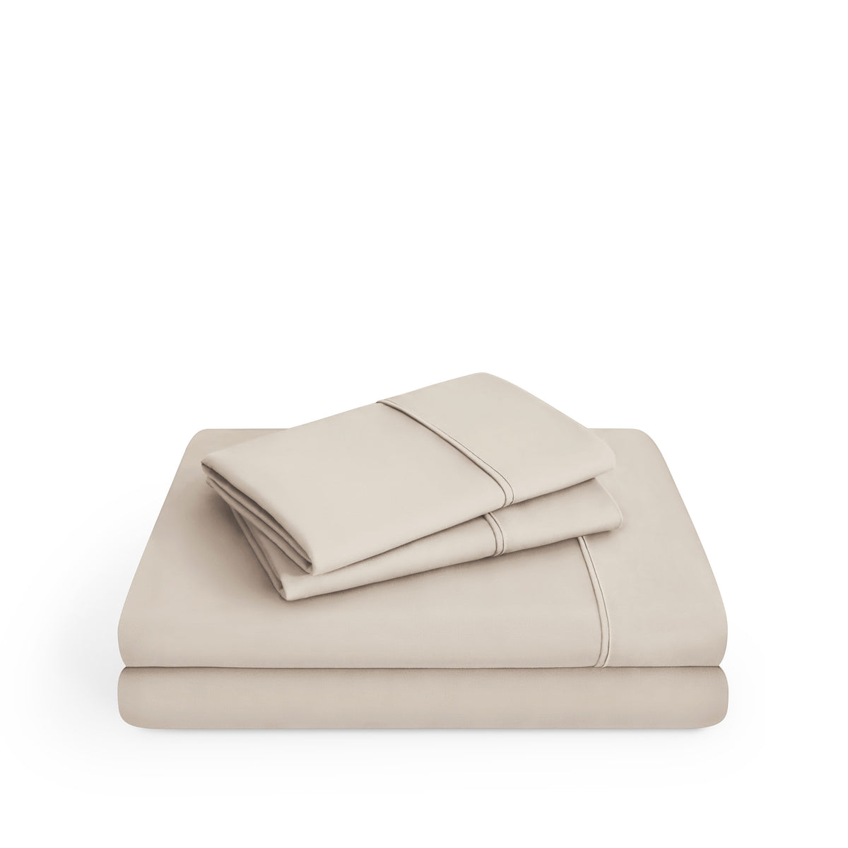 Microfiber sheet set folded and stacked