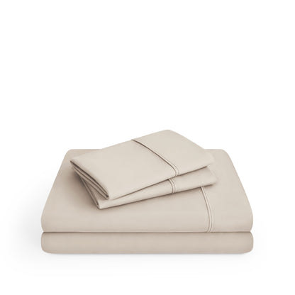 Microfiber sheet set folded and stacked