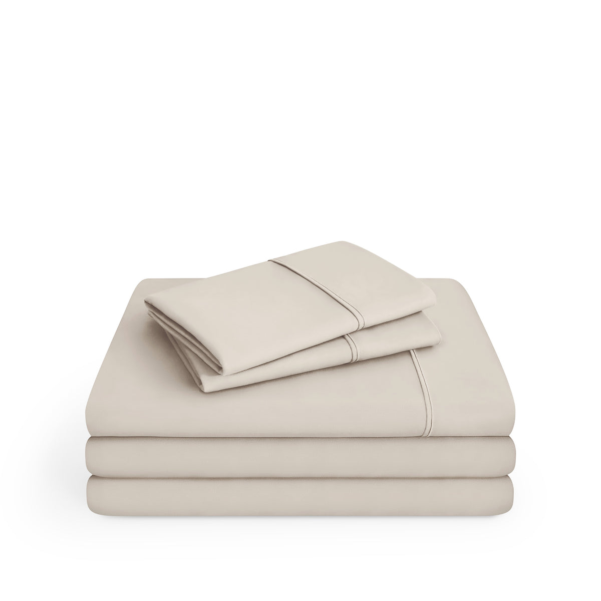 Microfiber sheet set folded and stacked