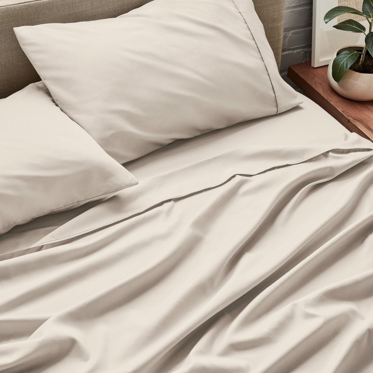 Close up of ultra-soft sheets on a bed
