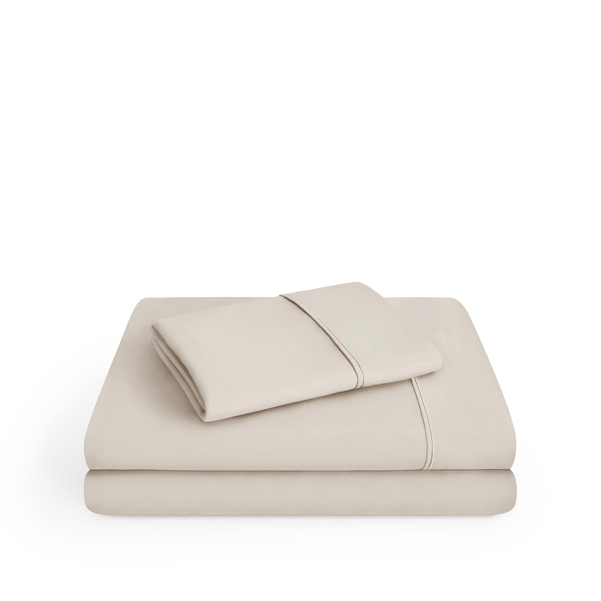 Microfiber sheet set folded and stacked
