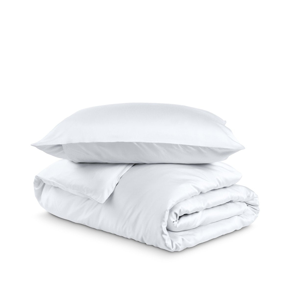 Bedding set with duvet cover and pillow shams on a white background
