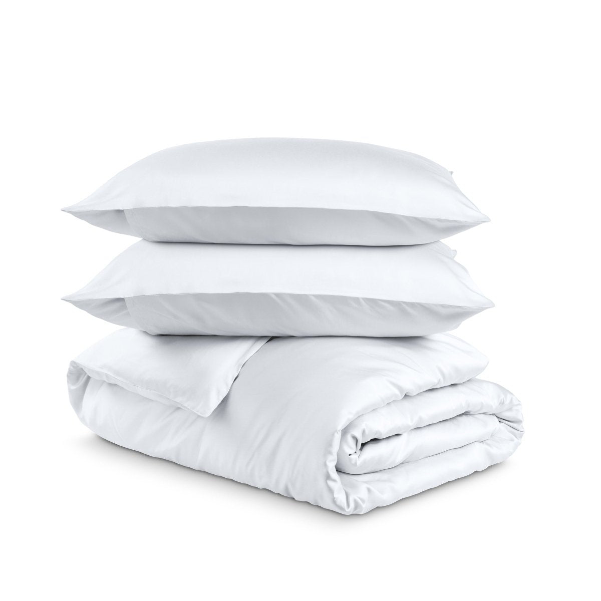 Bedding set with duvet cover and pillow shams on a white background