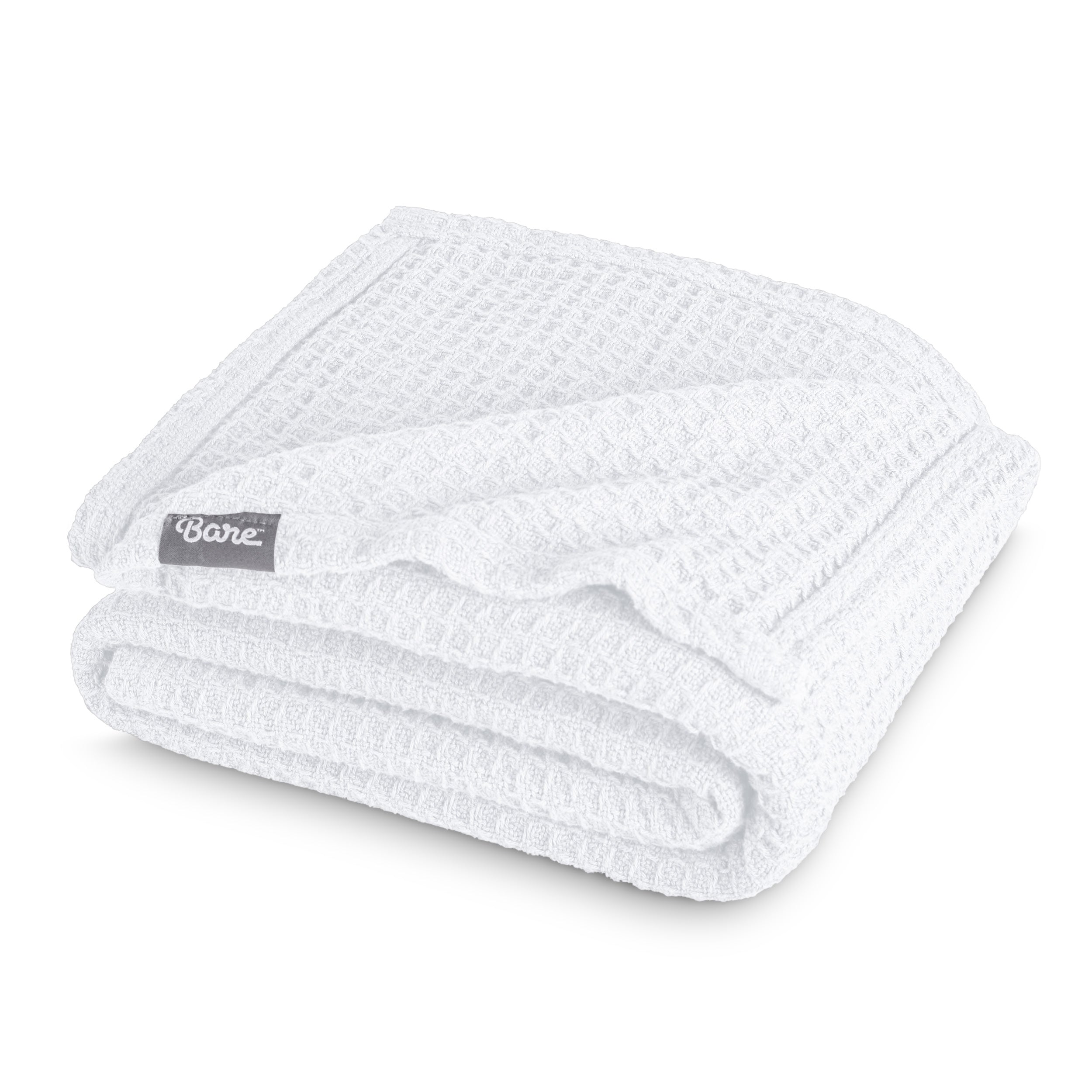 A cotton waffle blanket folded