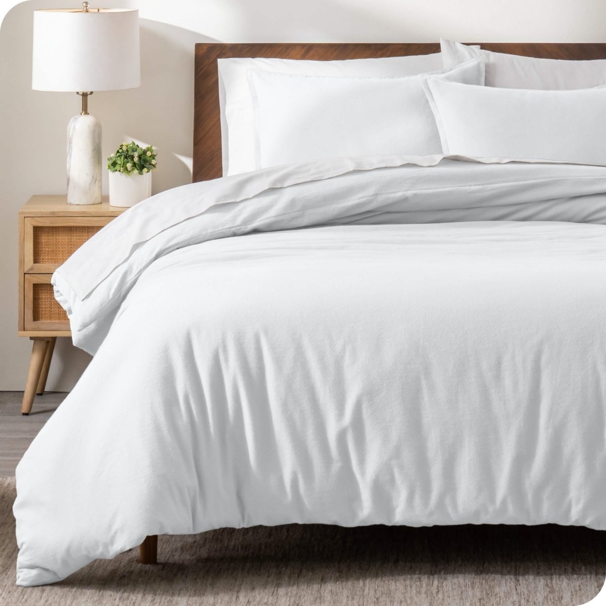 Flannel duvet cover set on a bed