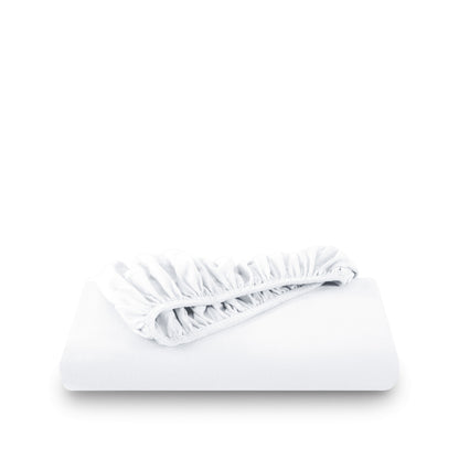 White fitted sheet on white background
