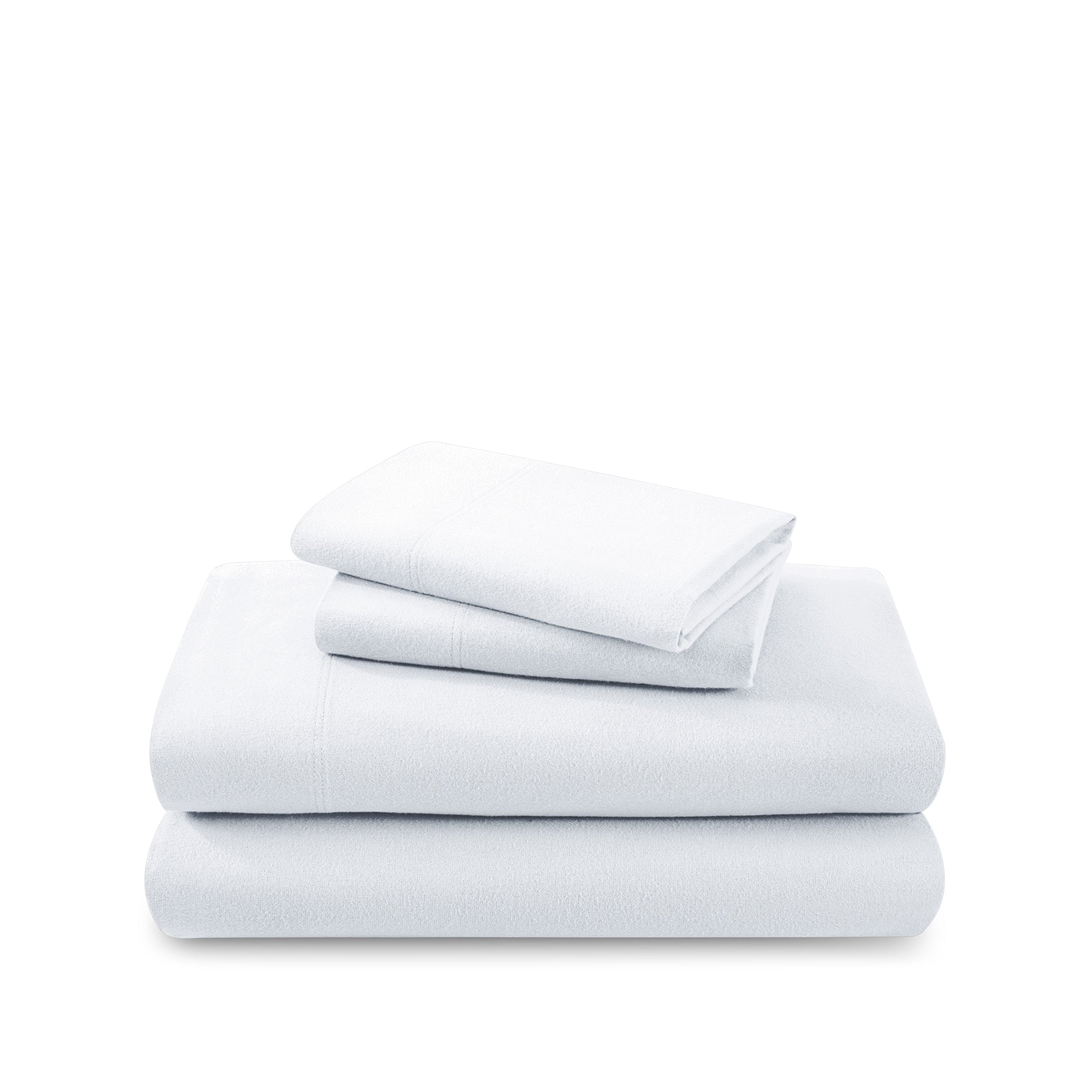 Flannel sheet set folded and stacked