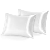 Two mulberry silk pillowcases on pillows