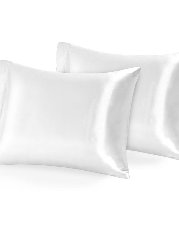 Two mulberry silk pillowcases on pillows