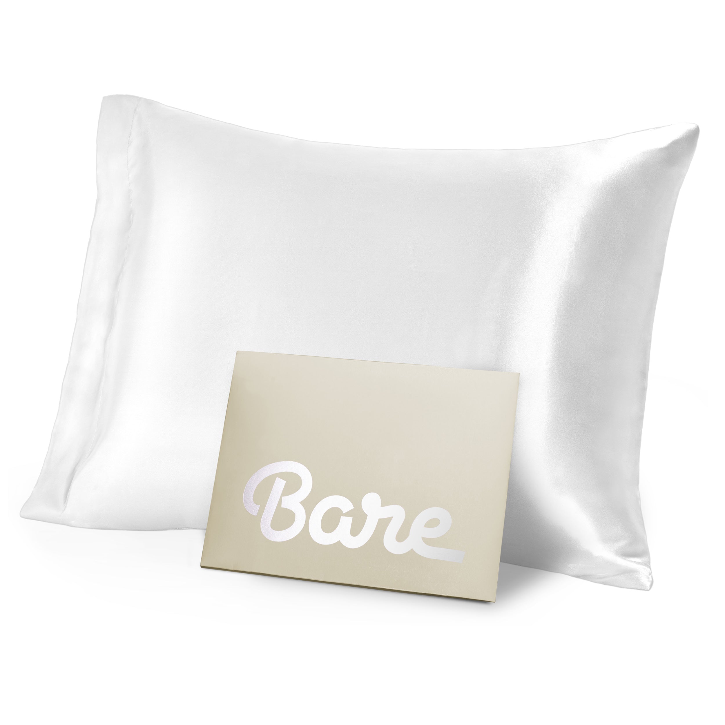 A white mulberry silk pillowcase on a pillow