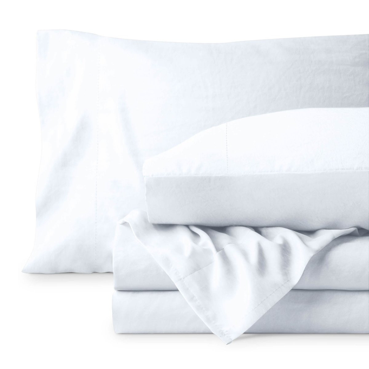 Washed sheet set folded and stacked
