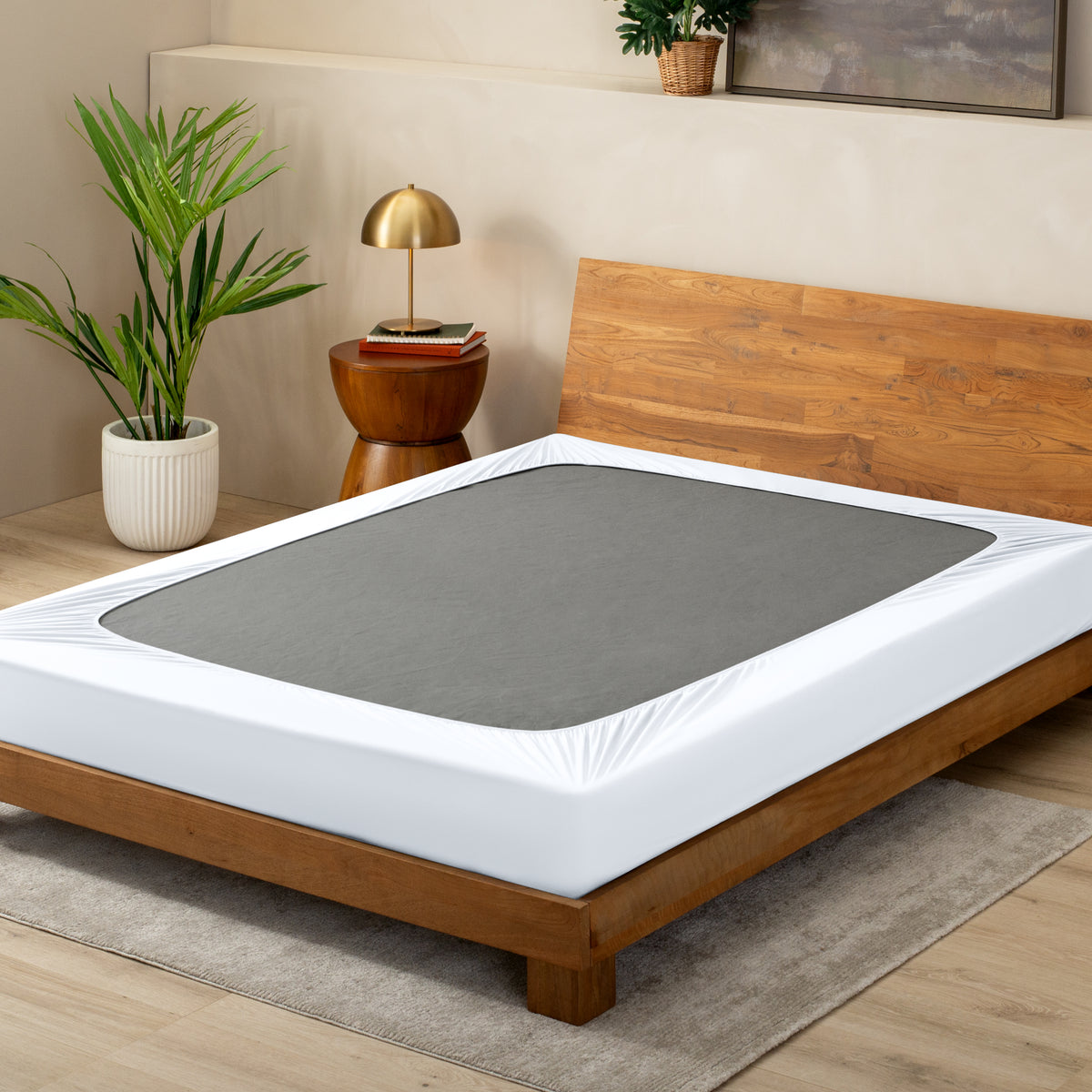 White box spring cover on a box spring