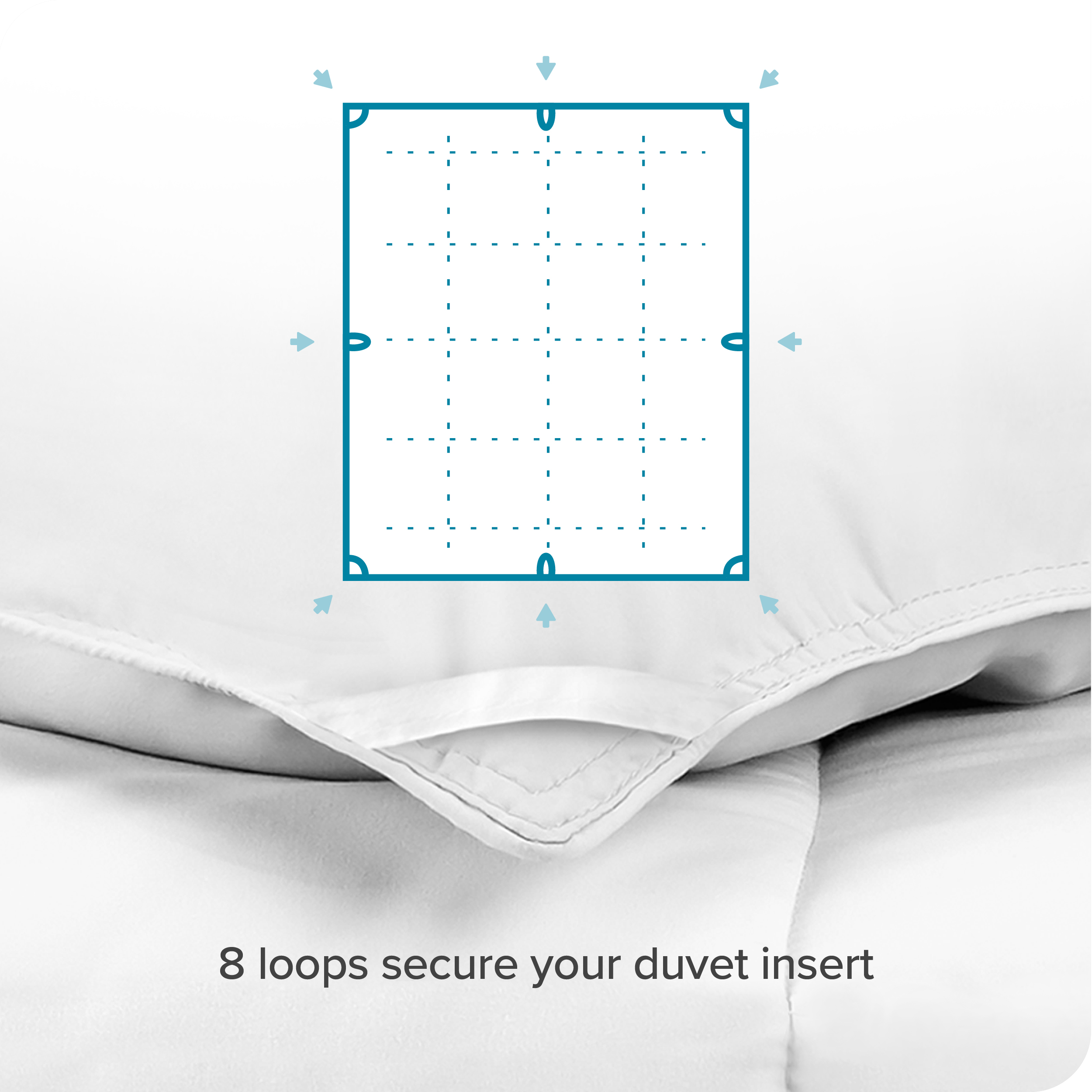 Diagram which shows the loops on the duvet insert