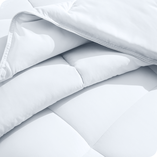 Close up showing the texture and stitching of the duvet insert