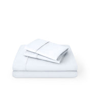 White sheet set folded and stacked