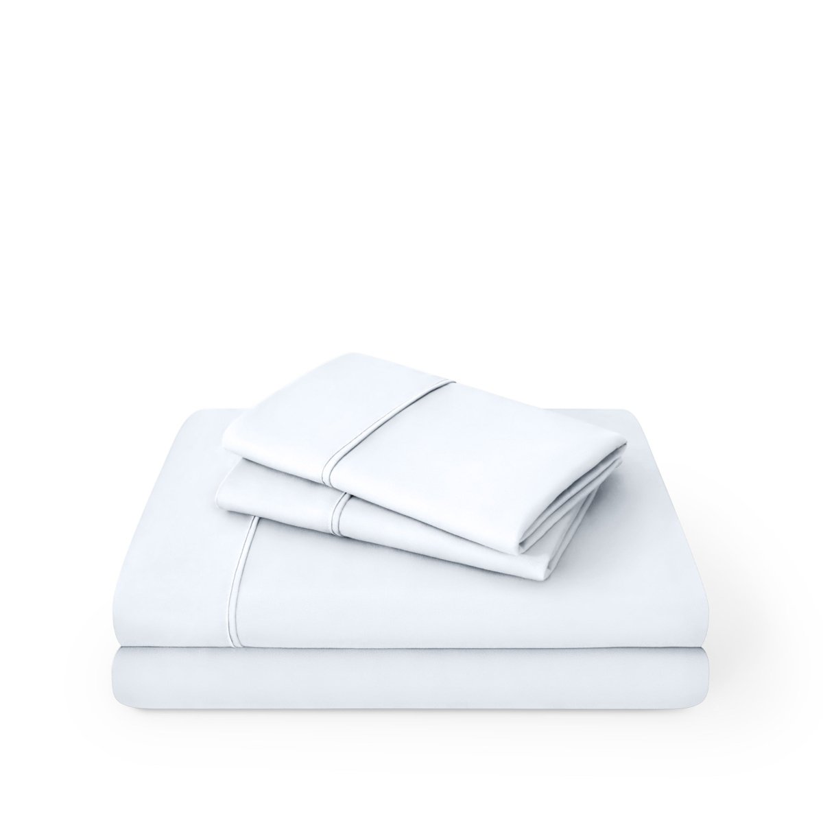 White sheet set folded and stacked