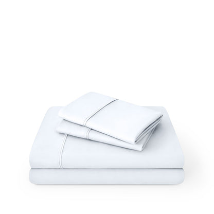 White sheet set folded and stacked