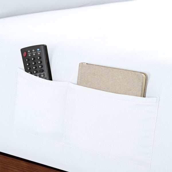 Close up of two pockets on the side of a fitted sheet
