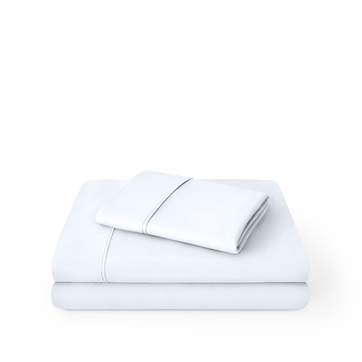 White sheet set folded and stacked
