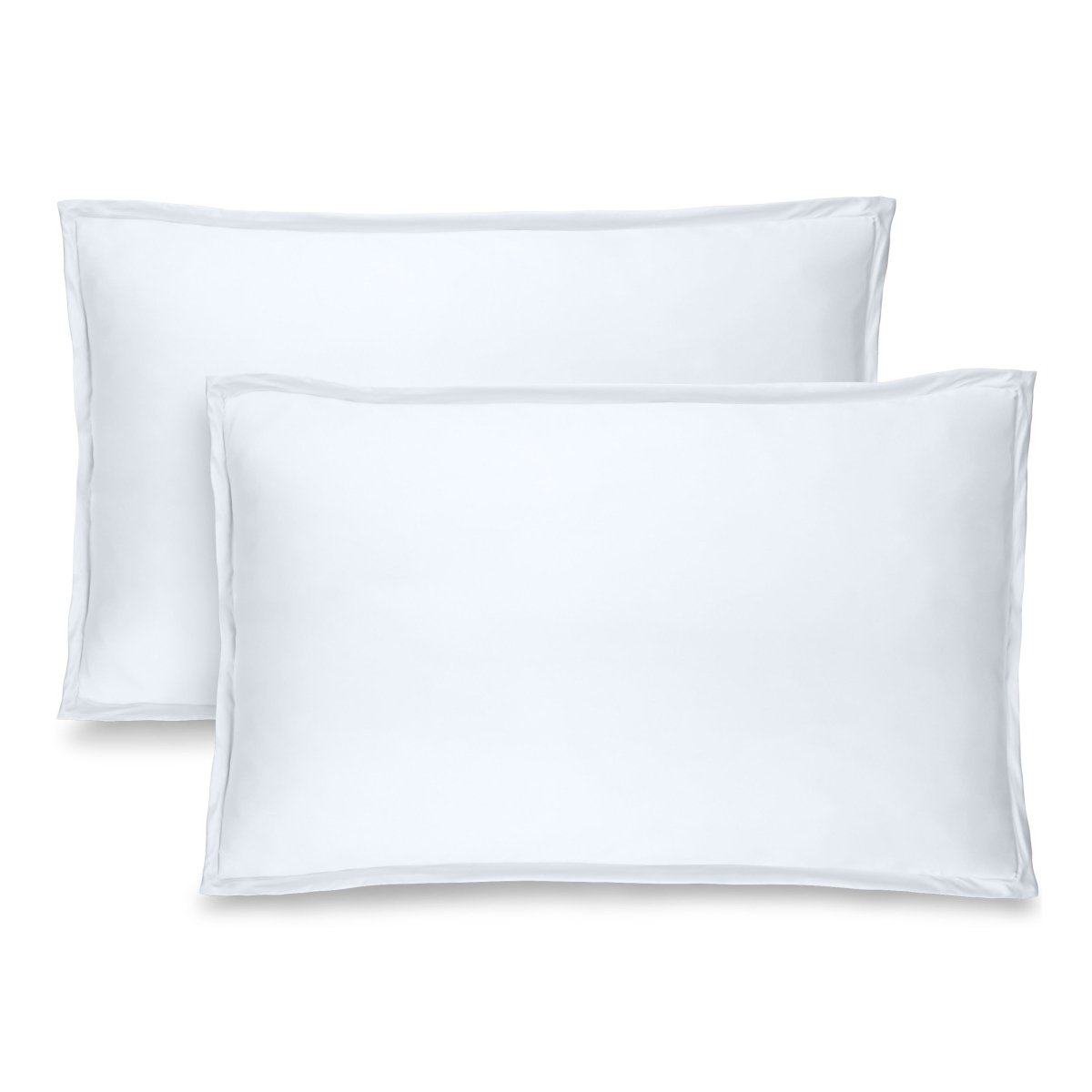 Two microfiber pillow shams on a white background