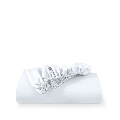 White fitted sheet on a white background