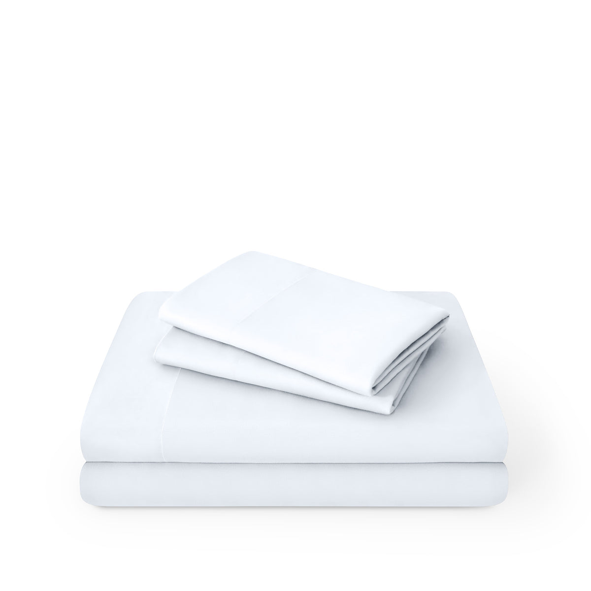 Microfiber sheet set folded and stacked on a white background