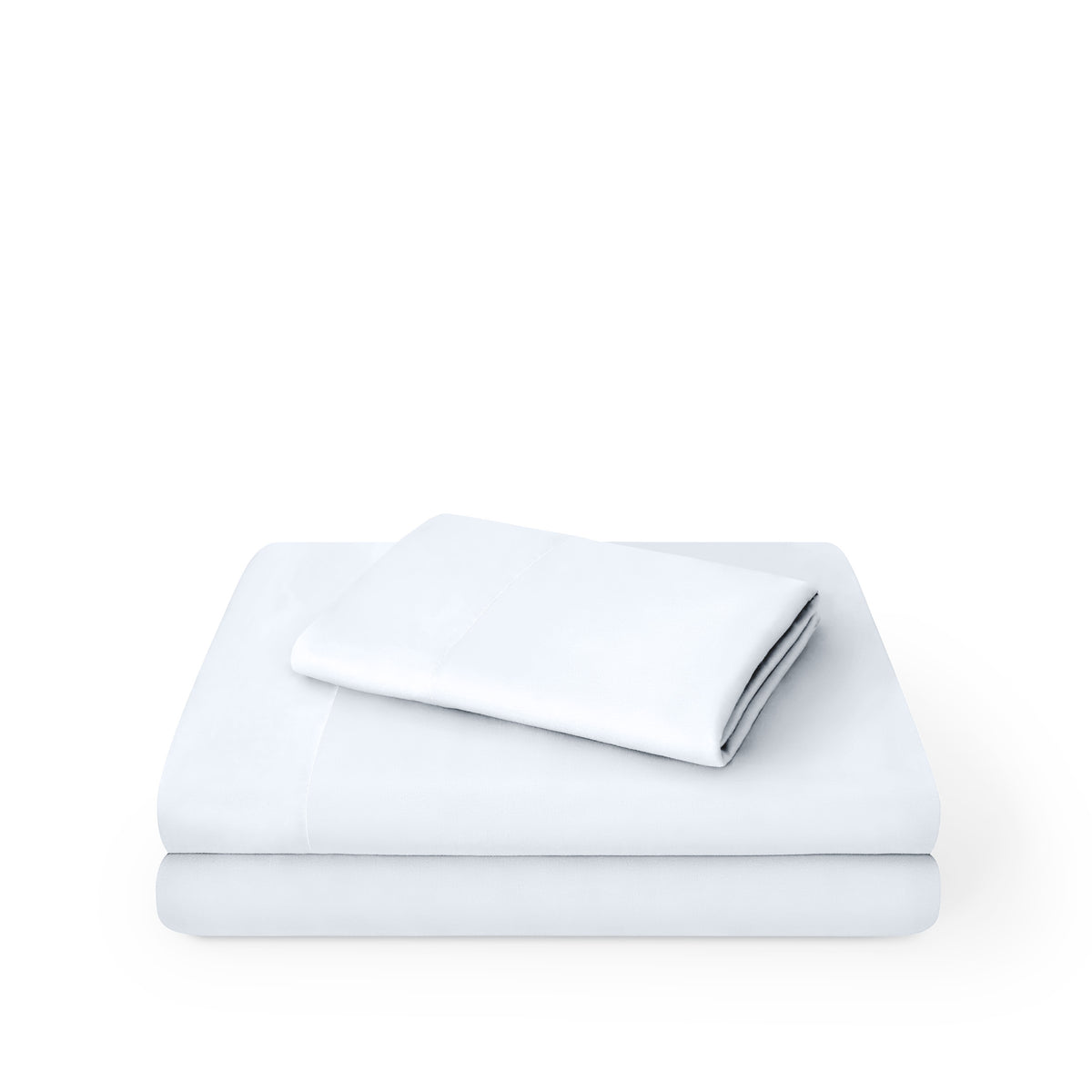 Microfiber sheet set folded and stacked on a white background