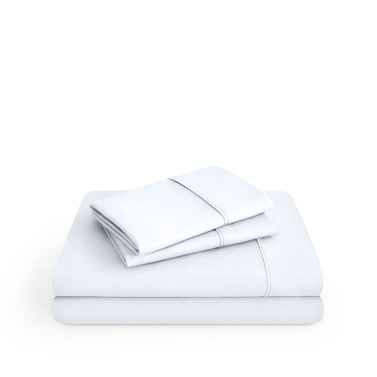 Microfiber sheet set folded and stacked